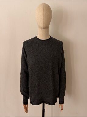 NWOT Boston Traders Mens Wool Blend Crewneck Sweater Charcoal Gray Large